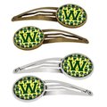 Carolines Treasures Letter W Football Green and Yellow Barrettes Hair Clips, Set of 4, 4PK CJ1075-WHCS4